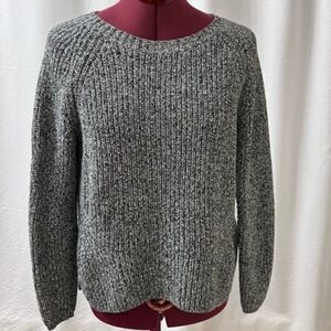 Gap Gray Chunky Ribbed Knit Crew Neck 100% Cotton Pullover Sweater  NWOT
